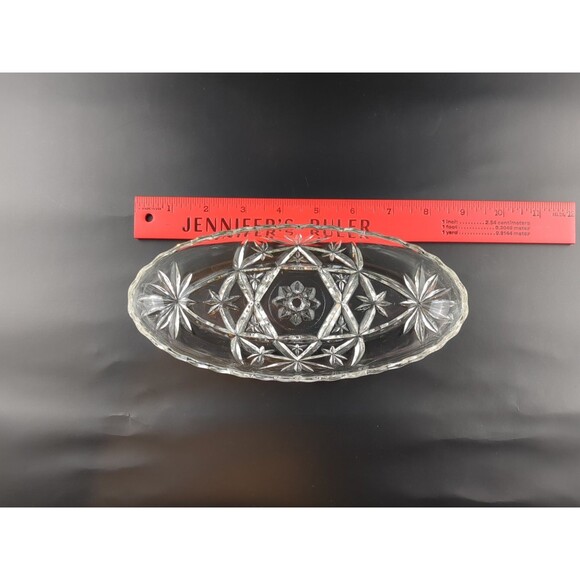 Vintage Glass Decorative Candy Dish Oval Shaped Banana Split Relish Trinkets - Picture 4 of 4